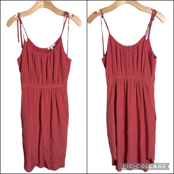 Madewell 100% Berry Silk Tie Shoulder Camisole Dress w/Pockets - Picture 8 of 11
